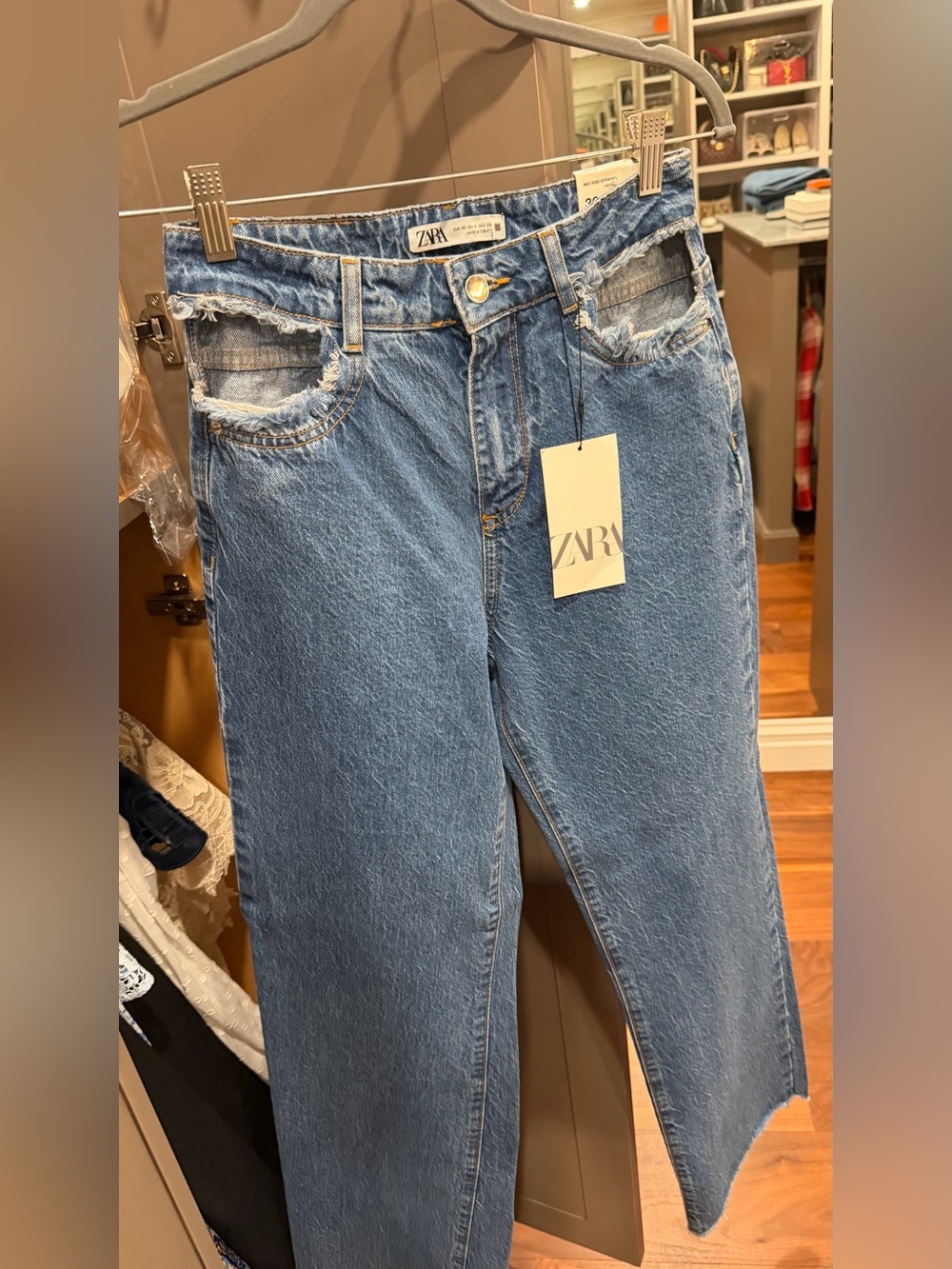 Zara Light Blue Denim Straight-Leg Jeans